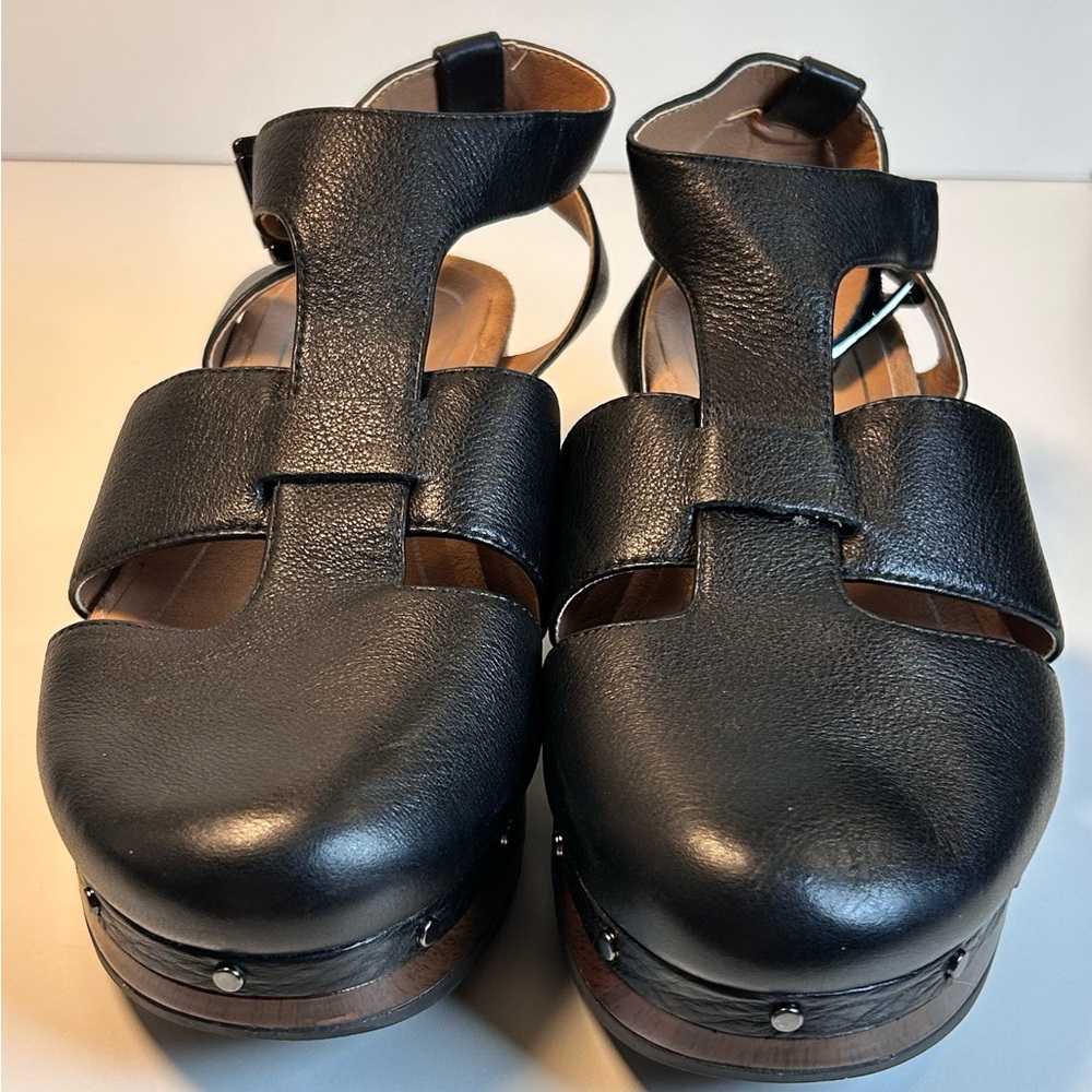 Vionic Faye Clog Size 7 Leather T-Strap Comfort Arch Support EUC - Picture 2 of 9